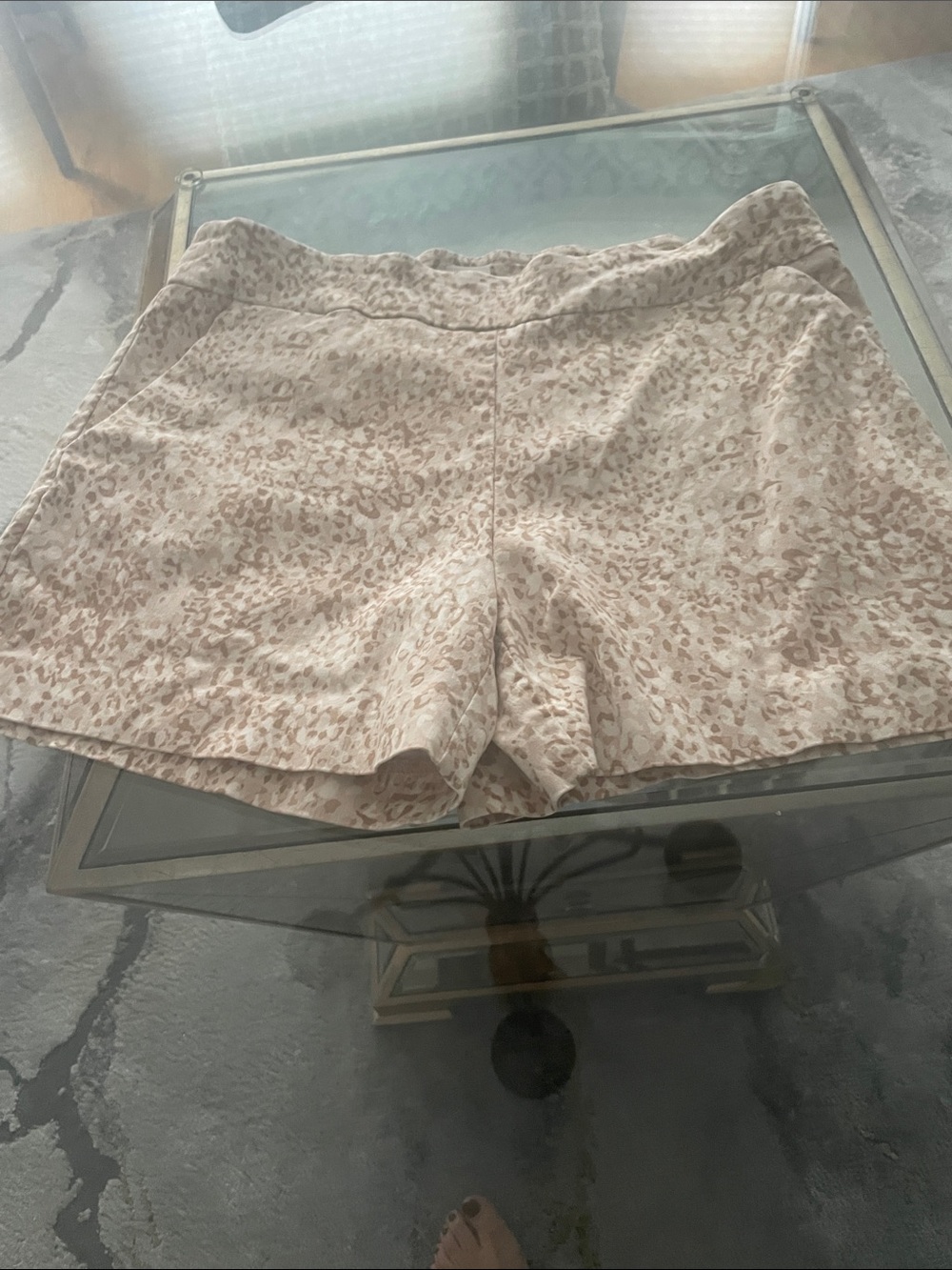 Time and Tru High-Waist Leopard Print Shorts in Cream and Taupe